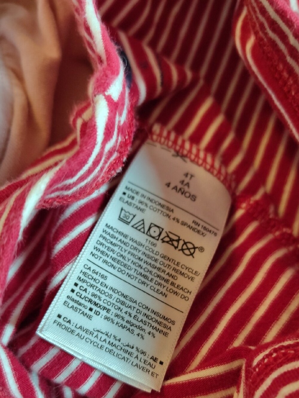 Lot Of 4 Girls Leggings- 2 Denim, Pale Pink & Red Stripe - Picture 5 of 11
